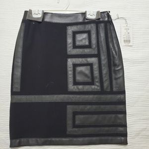ETCETERA Black Leather Women's A-Line Skirt